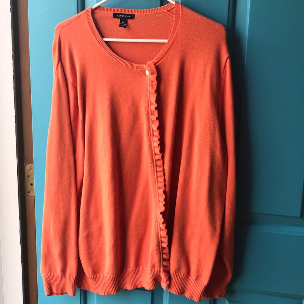 Land’s End ruffle front cardigan